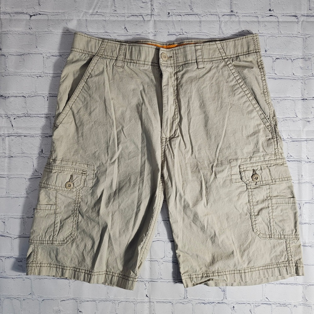Wear First Men's Tan Cargo Shorts Size 34 Relaxed Fit Cotton Blend
